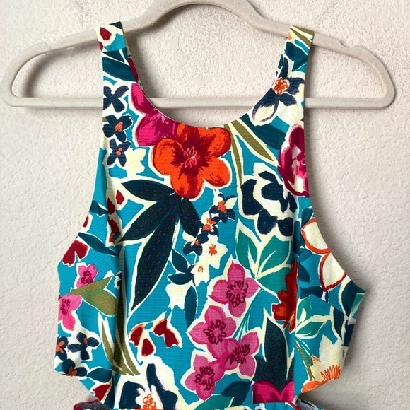 Zara Bold Tropical Floral Sleeveless Cut Out Skort Romper Mini Dress - Picture 5 of 15